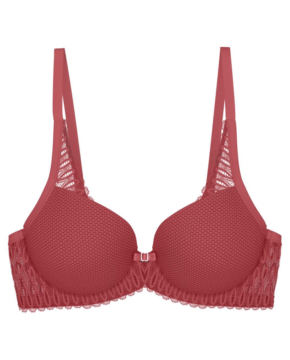 Soutien Básico com Aro e Foam com Detalhes de Renda Vermelho-4
