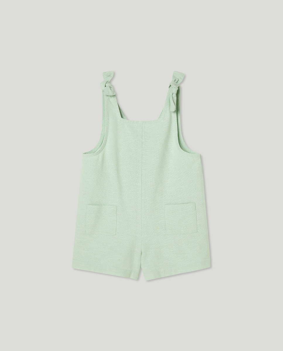 Peto corto lino bebé niña Verde-1