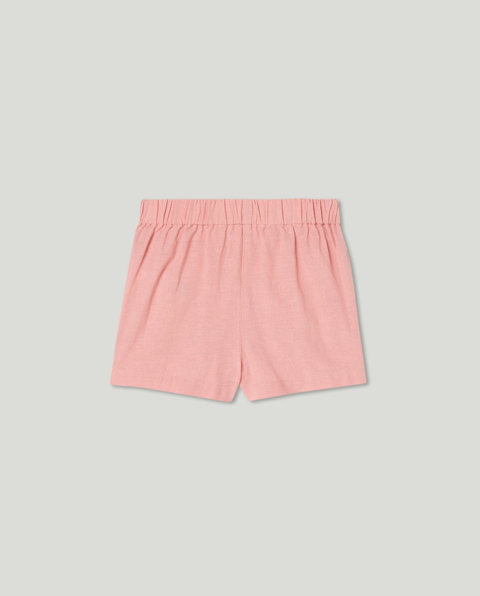 Short bebé niña lino con botones Coral-2