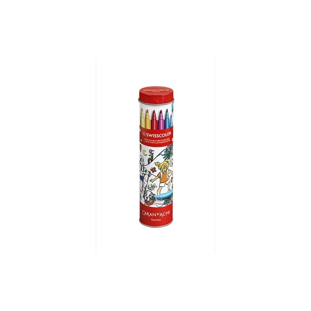 Imagem 0 de Caneta de feltro Caran d'ache Swisscolor com tubo e cartaz com 10 cores