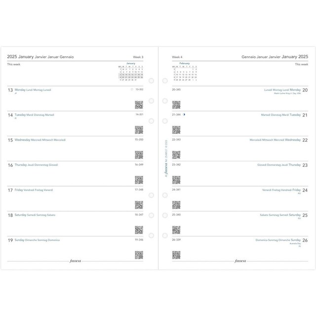 Imagem 0 de Recarga Filofax 2025 A5 size Diary Week on One Page Insert