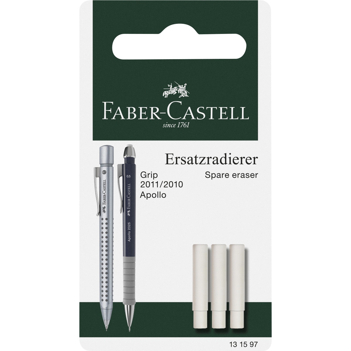 Imagen 0 de Blíster con 3 unidades de borradores de repuesto Grip 2011 Faber-Castell