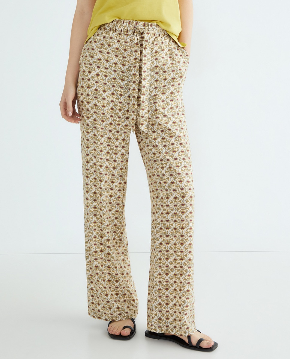 Pantalón estampado de mujer Kaki-2