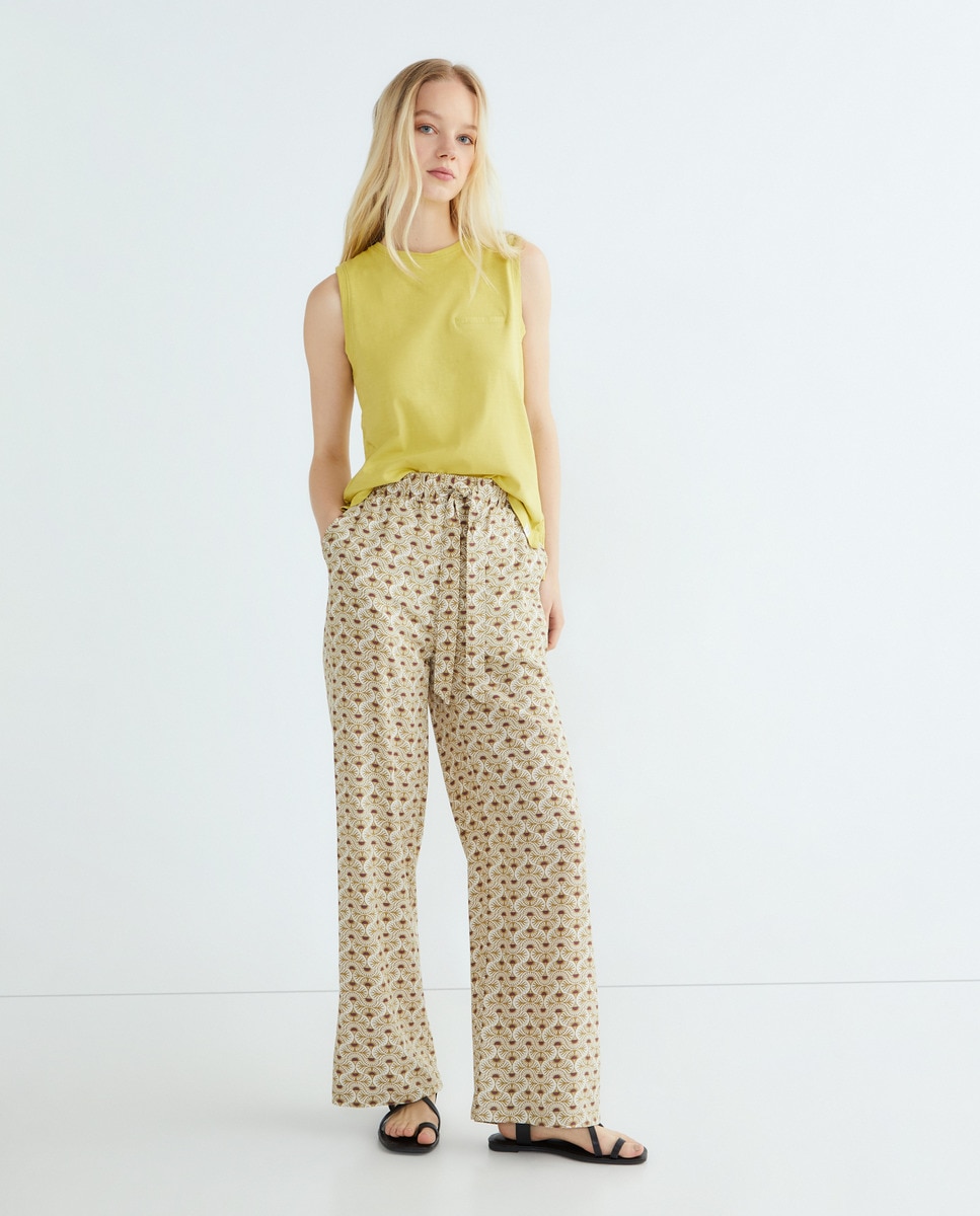 Pantalón estampado de mujer Kaki-1