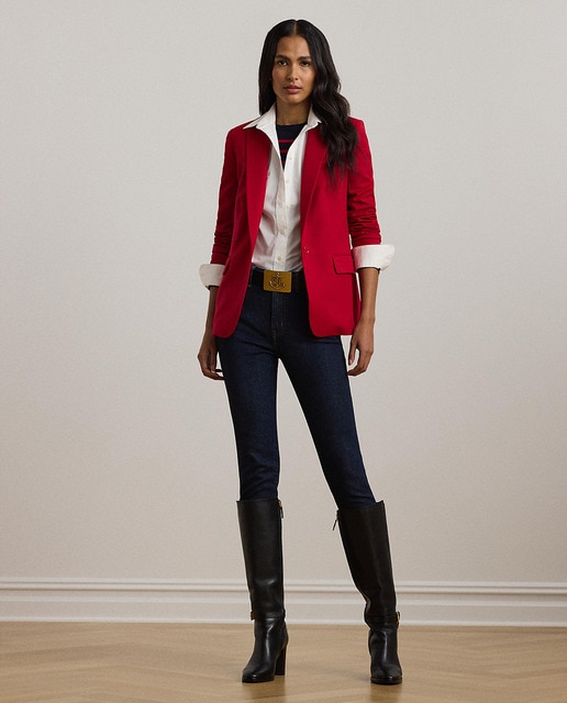 Imagen 0 de Vaqueros pitillo de mujer de algodón de tiro alto