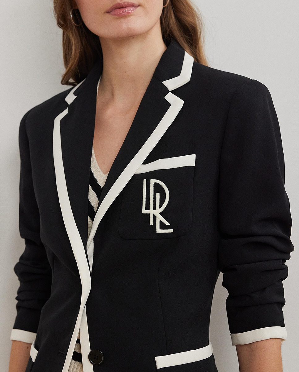 Blazer Bicolor com Logótipo Bordado Preto-4
