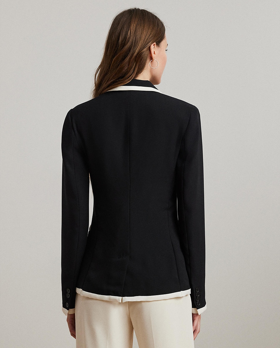 Blazer Bicolor com Logótipo Bordado Preto-3