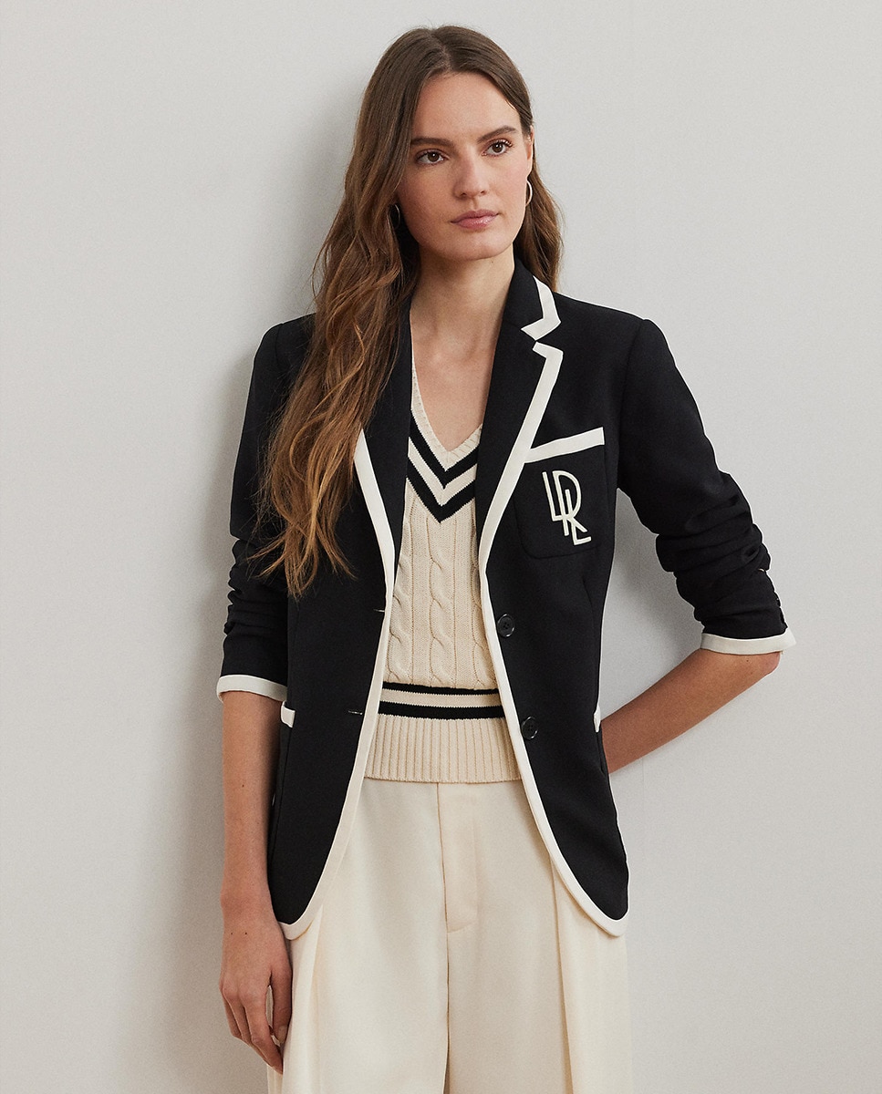 Blazer Bicolor com Logótipo Bordado Preto-1
