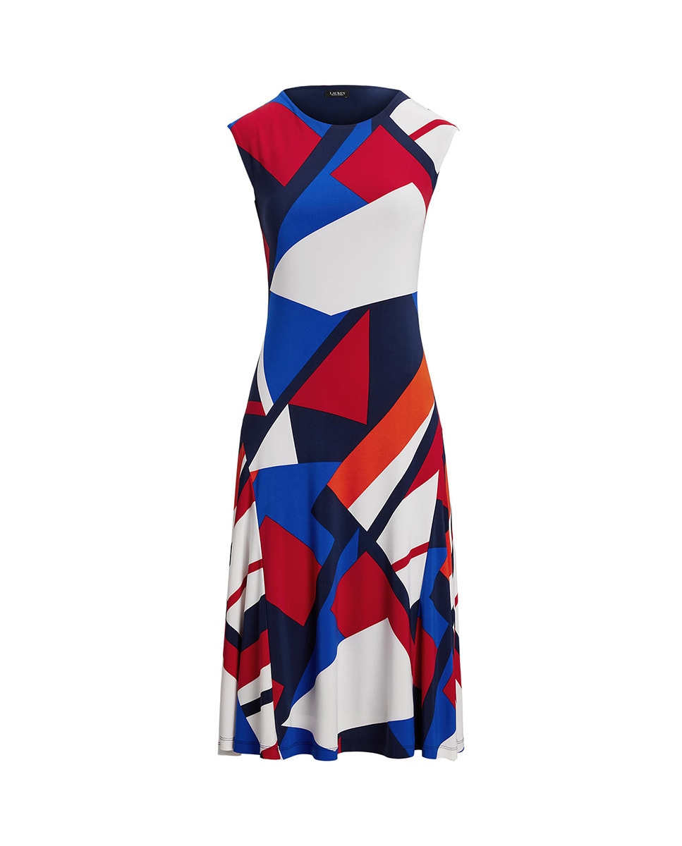 Vestido midi com estampado geométrico Multicolor-6