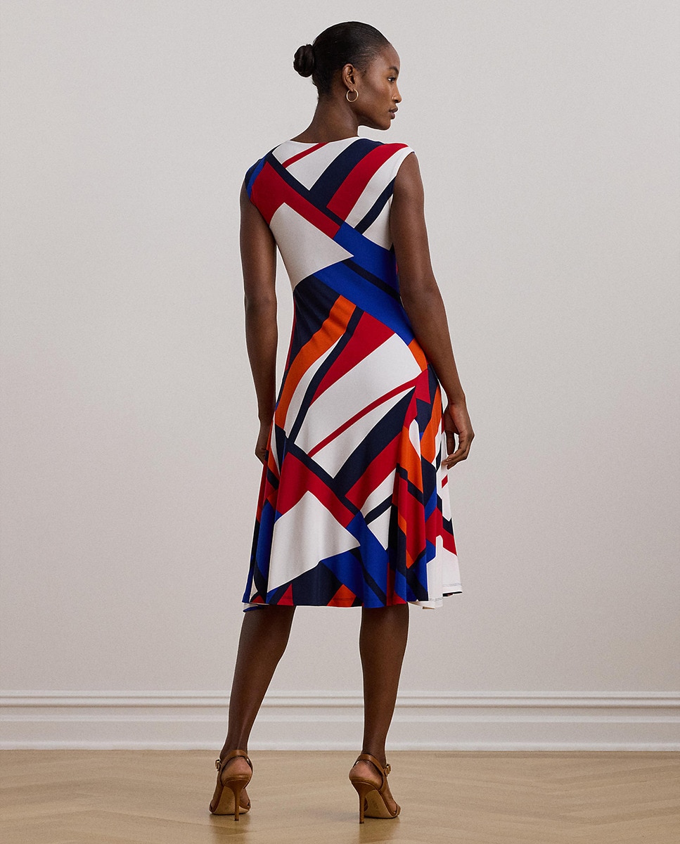 Vestido midi com estampado geométrico Multicolor-3