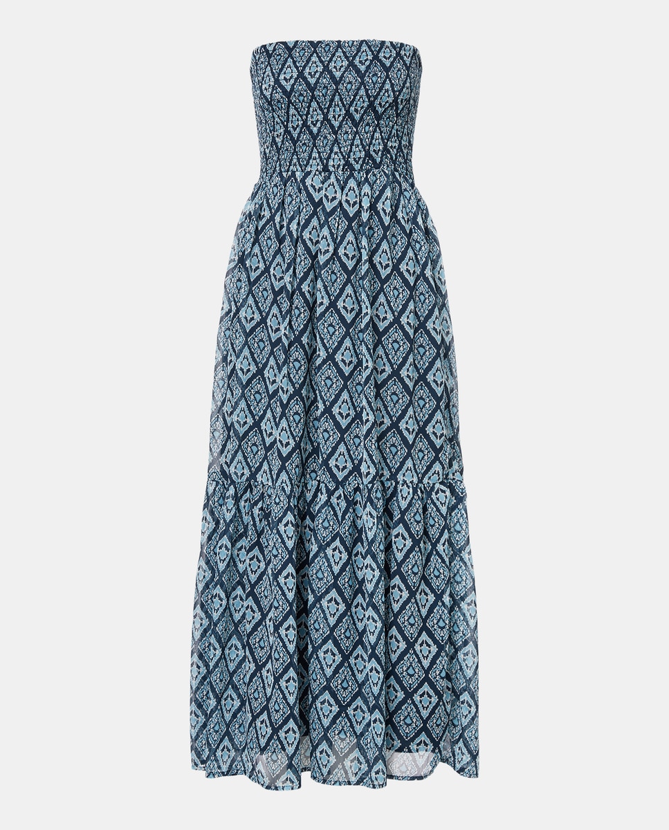 Vestido de Sarja com Decote Caicai Azul-marinho-4
