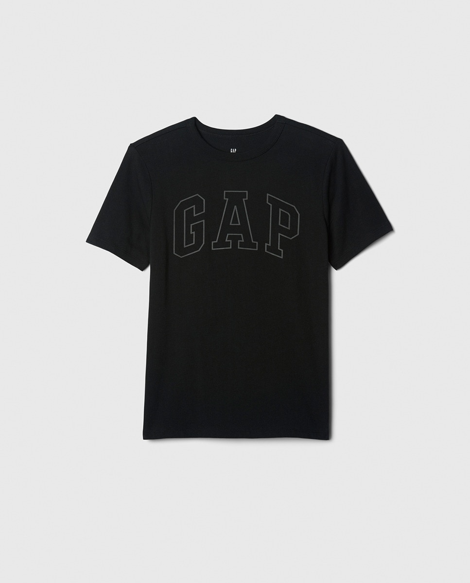 T-shirt com Gola Redonda e Manga Curta Preto-4