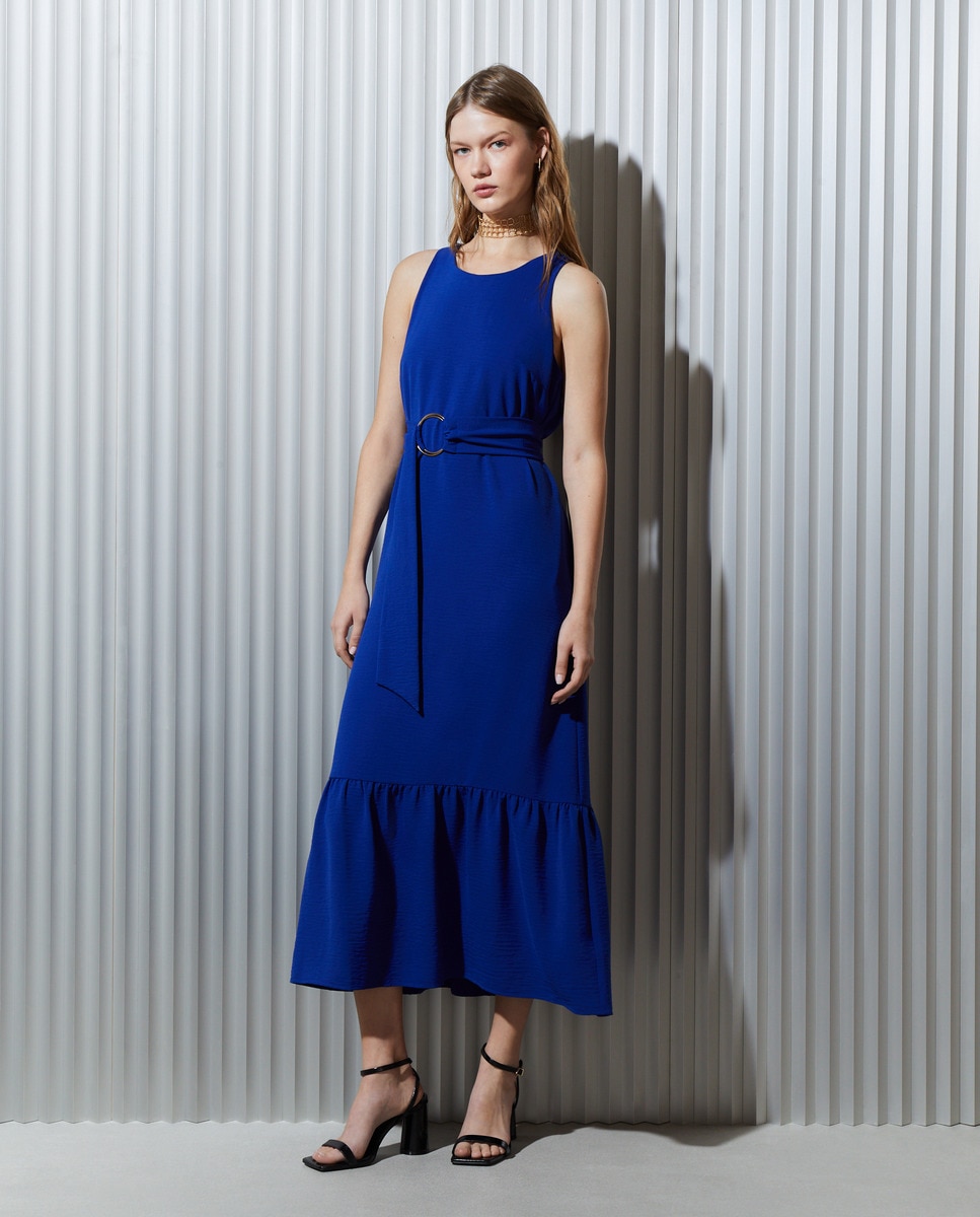 Vestido sem Mangas e com Lavagem Azul-2