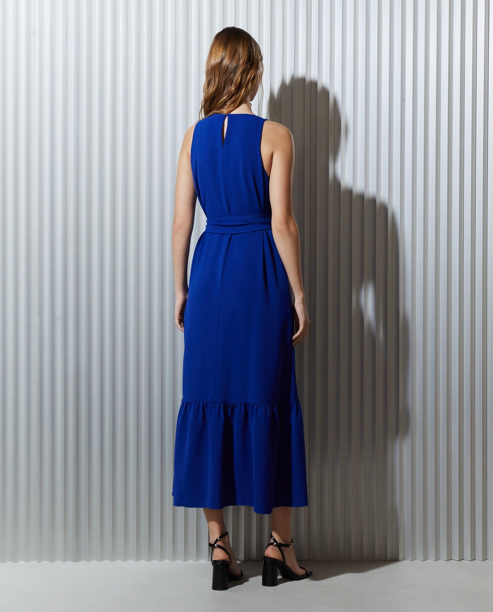 Vestido sem Mangas e com Lavagem Azul-3