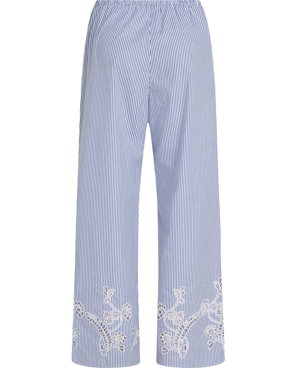 Calças Straight com Bordados Anglaise Azul-6