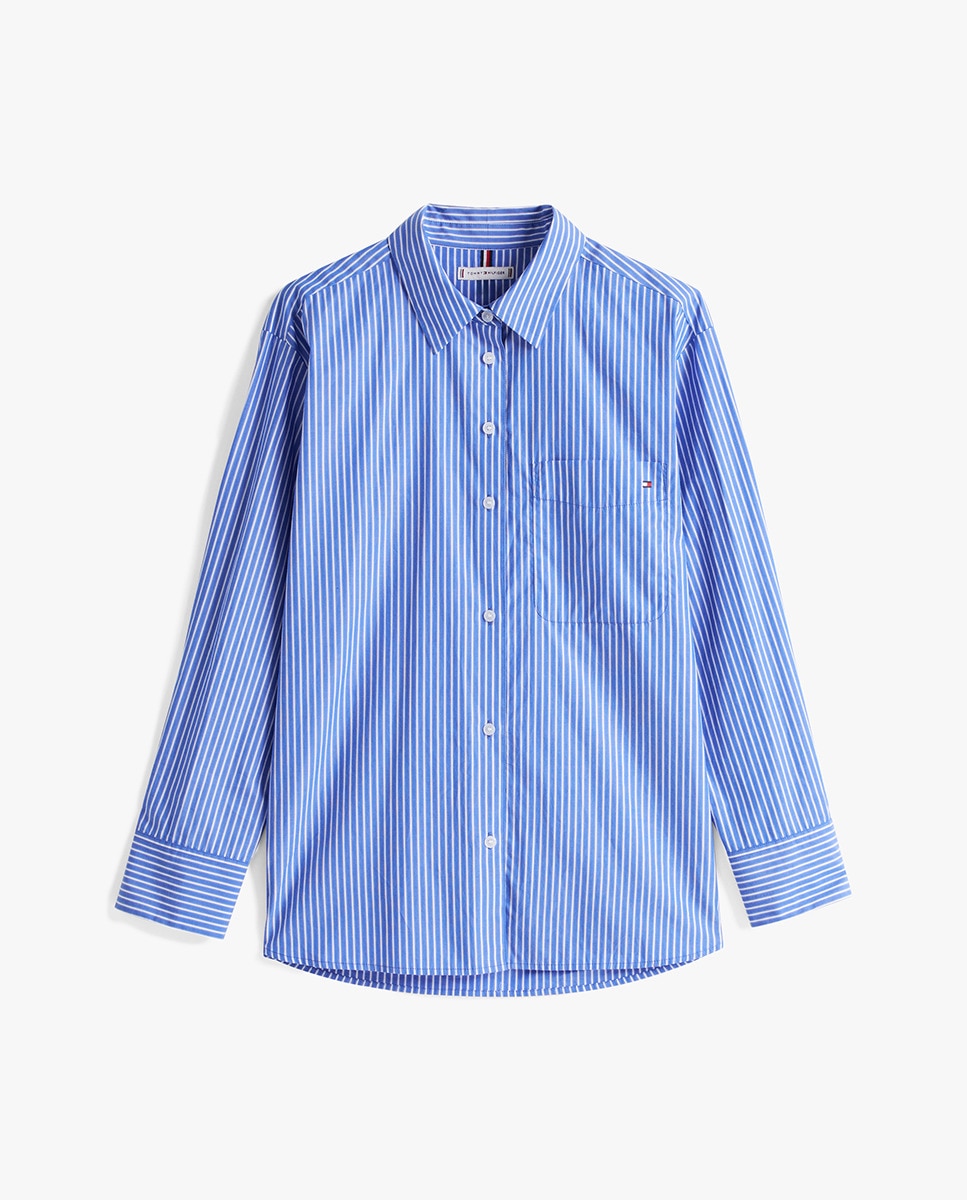 Camisa de Popelina com Manga Comprida Azul-claro-4