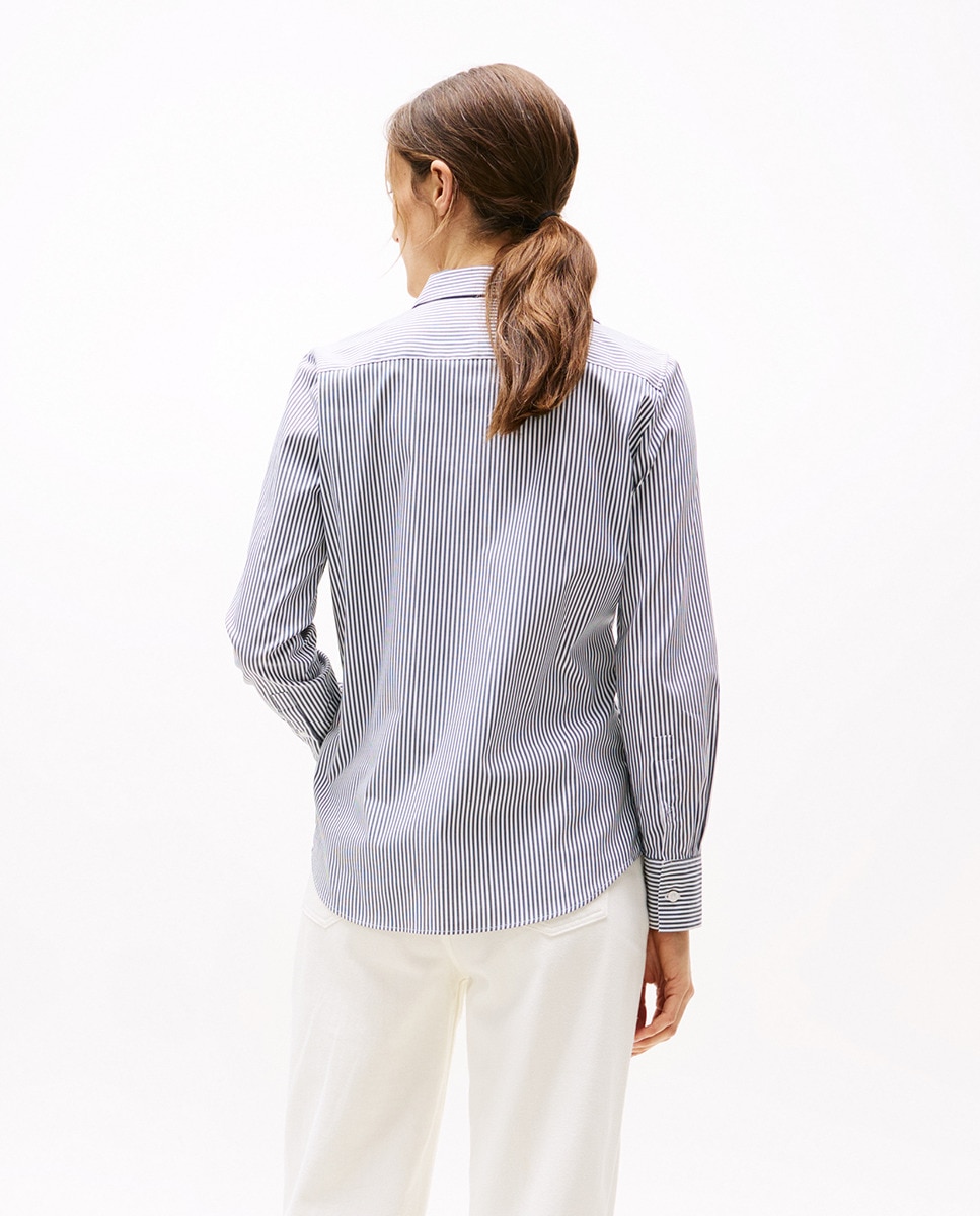 Camisa de Popelina com Manga Comprida Azul-índigo-2