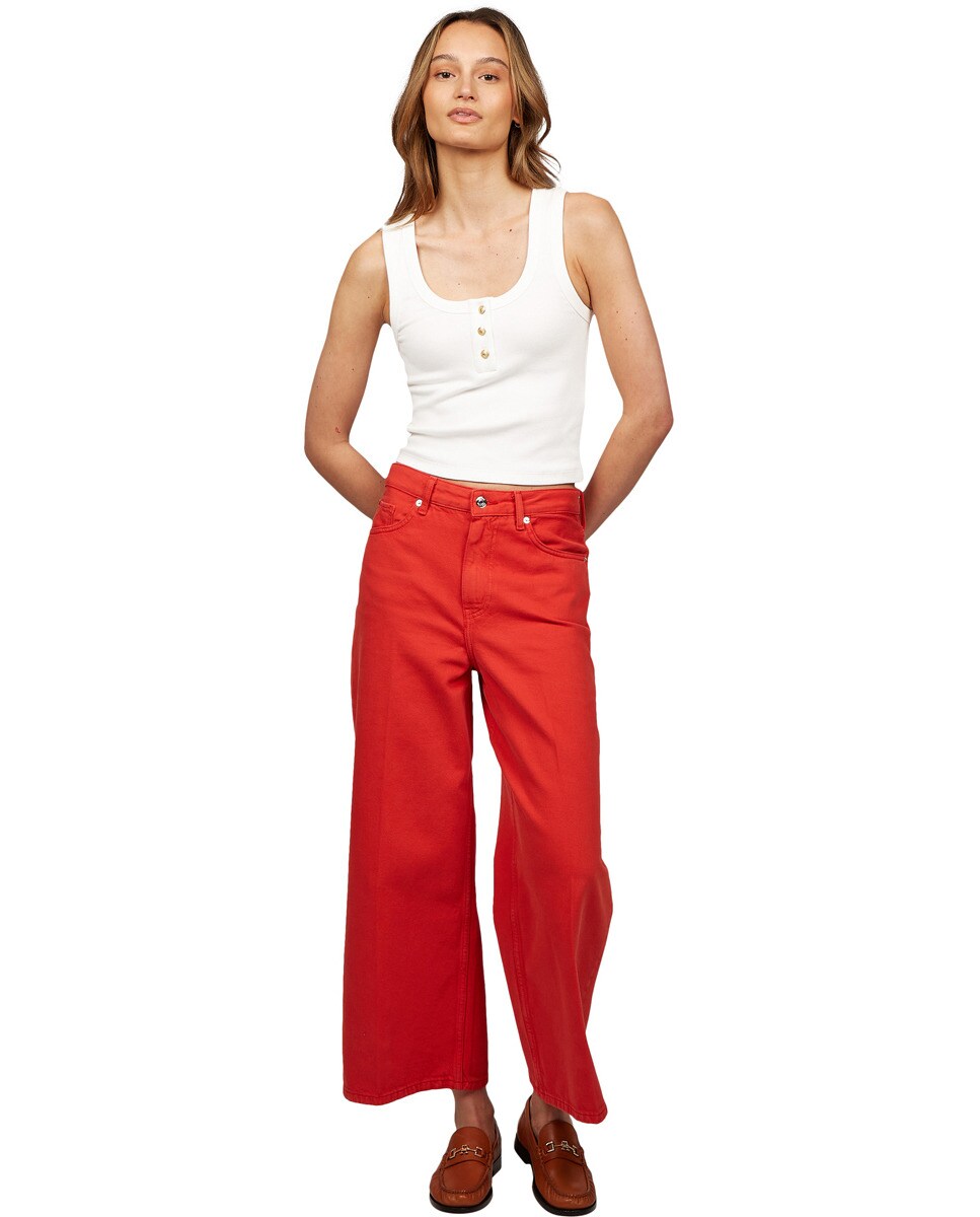 Top sem Mangas com Botões Dourados Branco-7