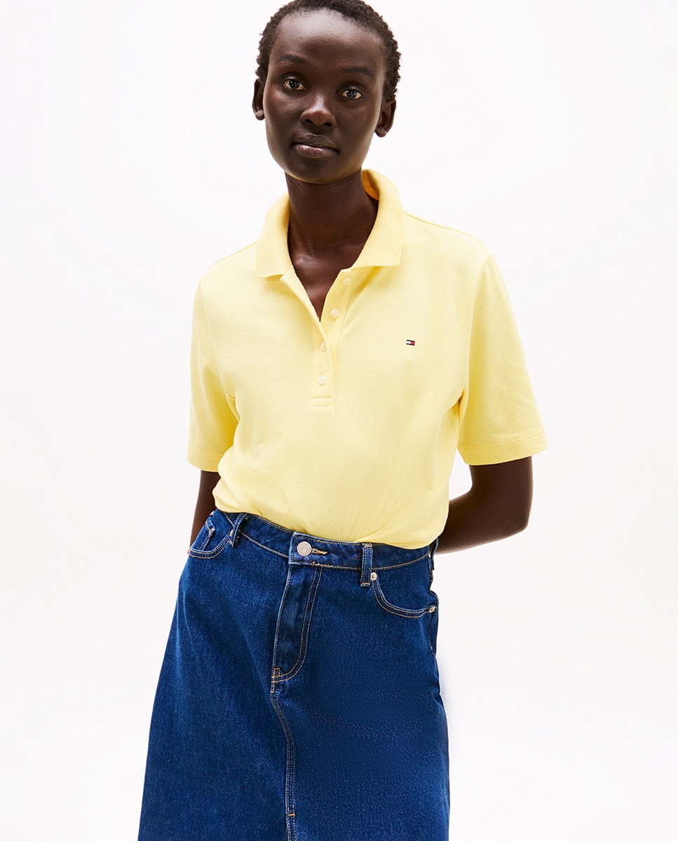 Amarillo Polos Tommy Para Mujer Polo De Mujer Regular Pique De