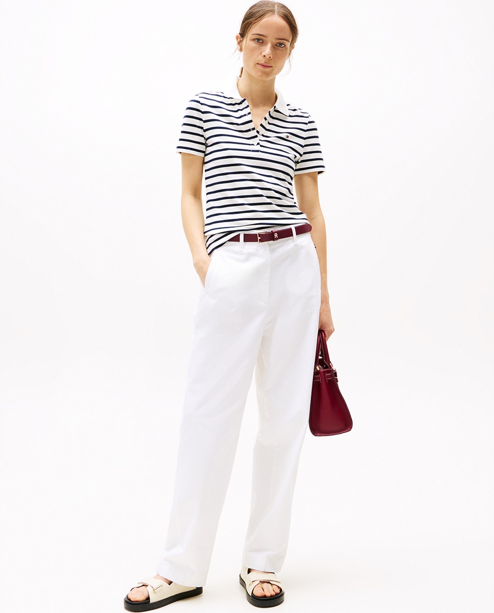 Polo Regular Piqué de Manga Curta Branco-7