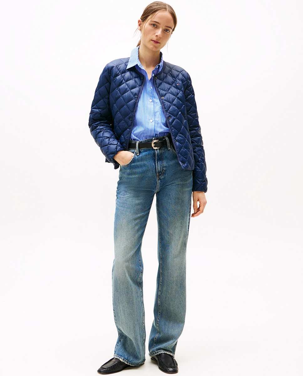 Casaco Acolchoado de Botões Azul-marinho-6