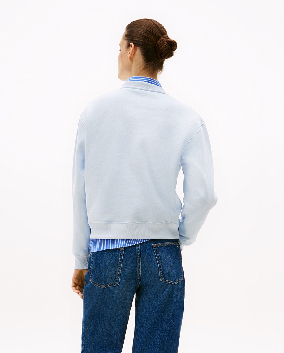 Sweatshirt de mulher com logótipo e decote redondo Azul-claro-2
