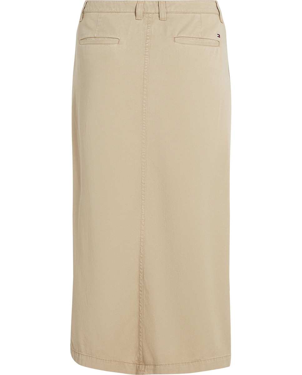 Saia Midi Regular com Abertura Bege-6