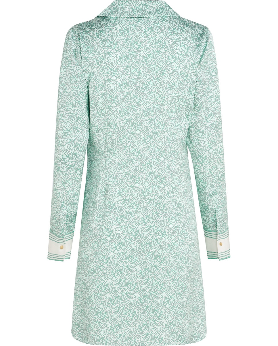 Vestido Curto Acetinado com Manga Comprida Verde-claro-6