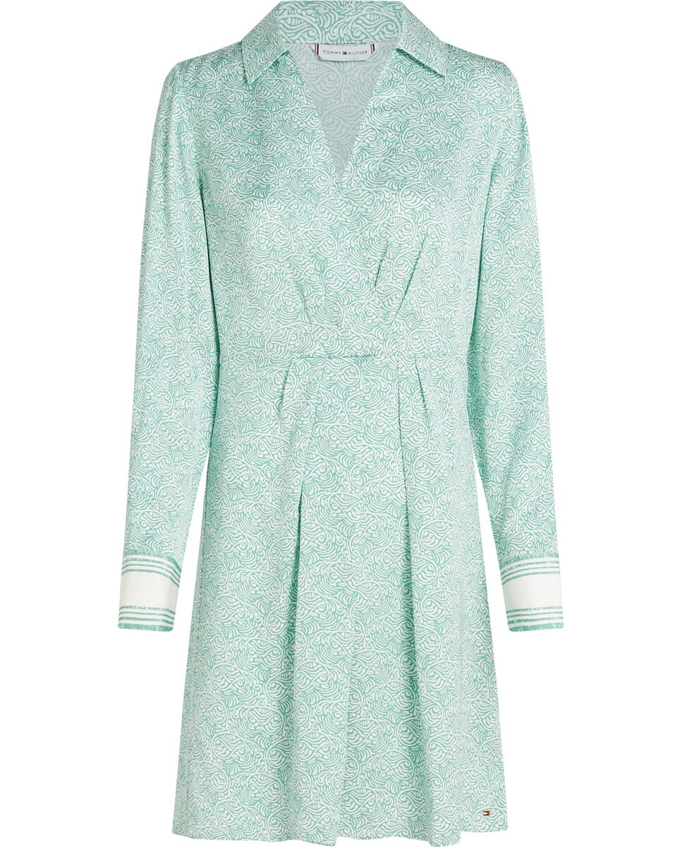 Vestido Curto Acetinado com Manga Comprida Verde-claro-5