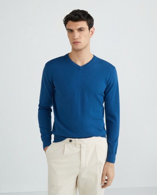 Imagem 0 de Camisola de Malha com Decote em Bico e em Algodão