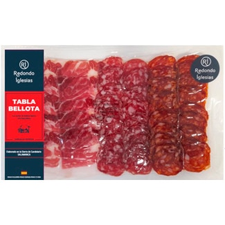 Tábua Fatiados Ibéricos Bolota - Presunto Ibérico Bolota, Salsichão e Chouriço unidade 150 g - Redondo Iglesia