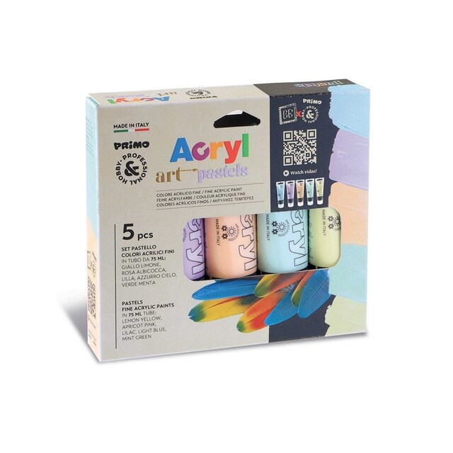 Imagem 0 de 5 tubos de pintura acrílica pastel PRIMO