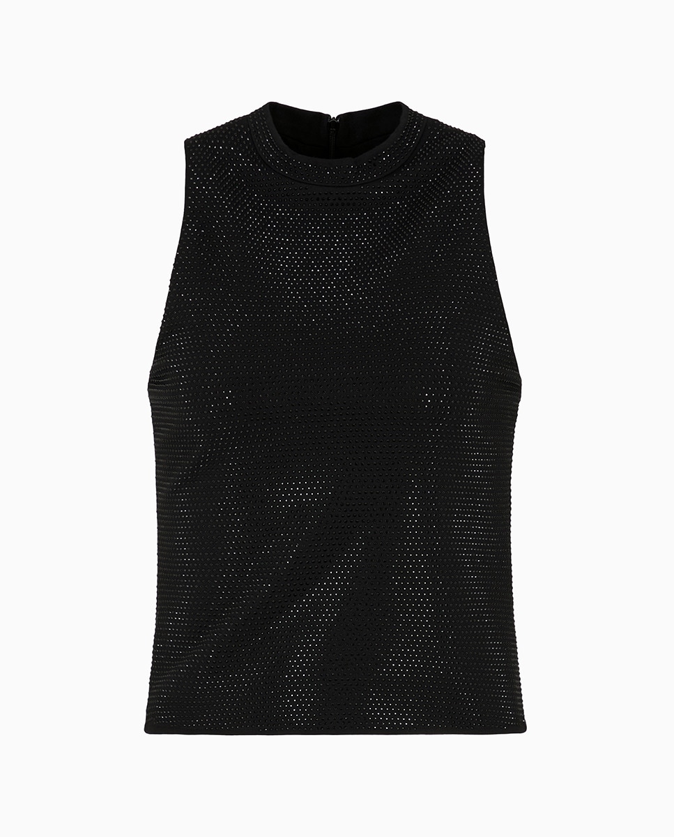 Top em Felpa Interlock com Strass Preto-4