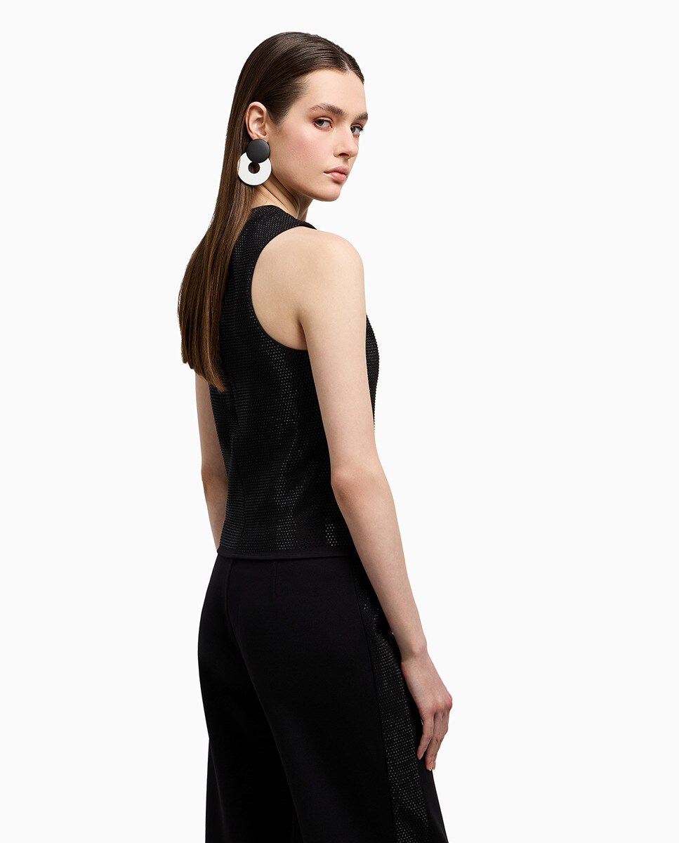 Top em Felpa Interlock com Strass Preto-2