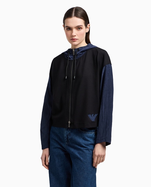 Imagem 0 de Sweatshirt com Fecho de Correr, Mangas em Cupro e Capuz