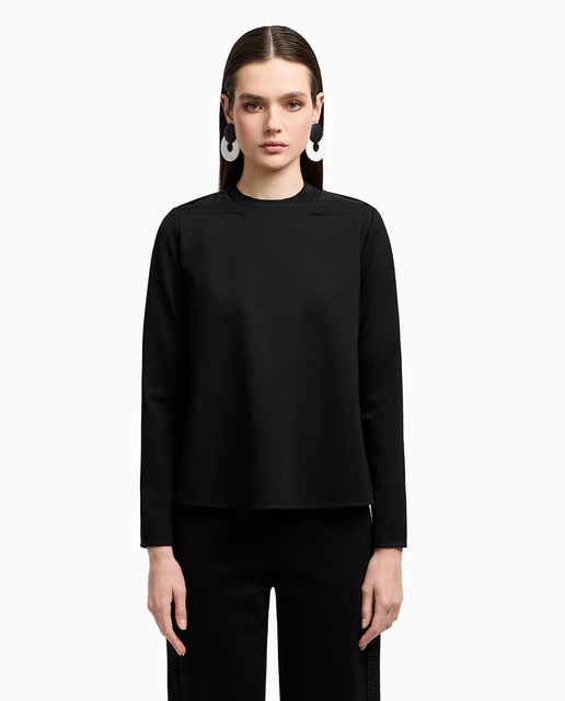 Imagem 0 de Sweatshirt em Interlock com Strass nos Ombros