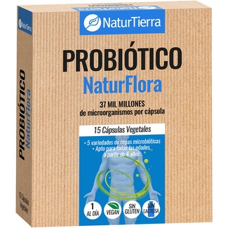 Naturflora probióticos sin gluten y sin lactosa estuche 15 cápsulas vegetales - Naturtierra