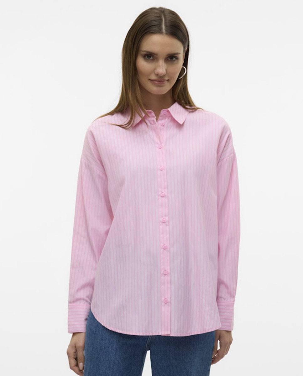Camisa oversize com manga comprida Rosa-claro-5