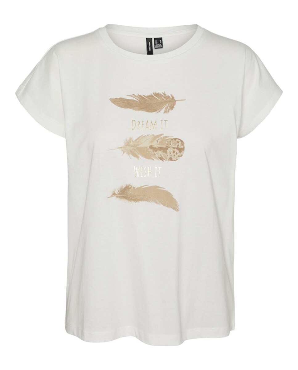 T-shirt de Manga Curta com Estampado Branco-5