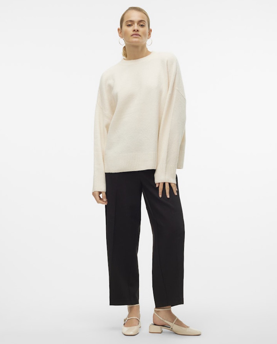 Camisola de Malha de Lã Regular Branco-gelo-6