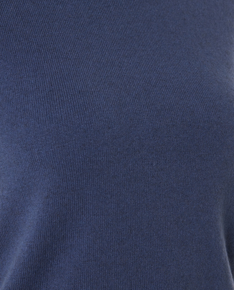 Camisola de Malha de Lã Azul-escuro-3