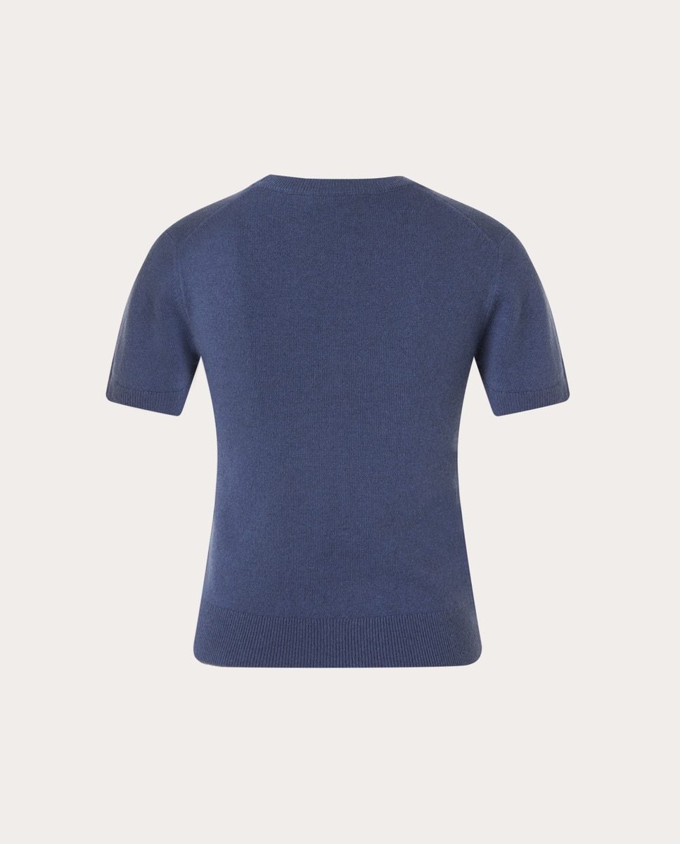 Camisola de Malha de Lã Azul-escuro-2