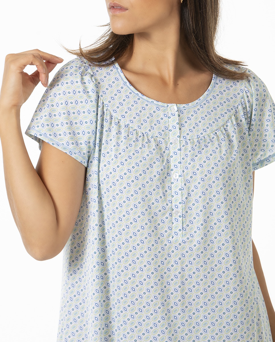 Camisa de dormir curta com peça superior Azul-claro-4