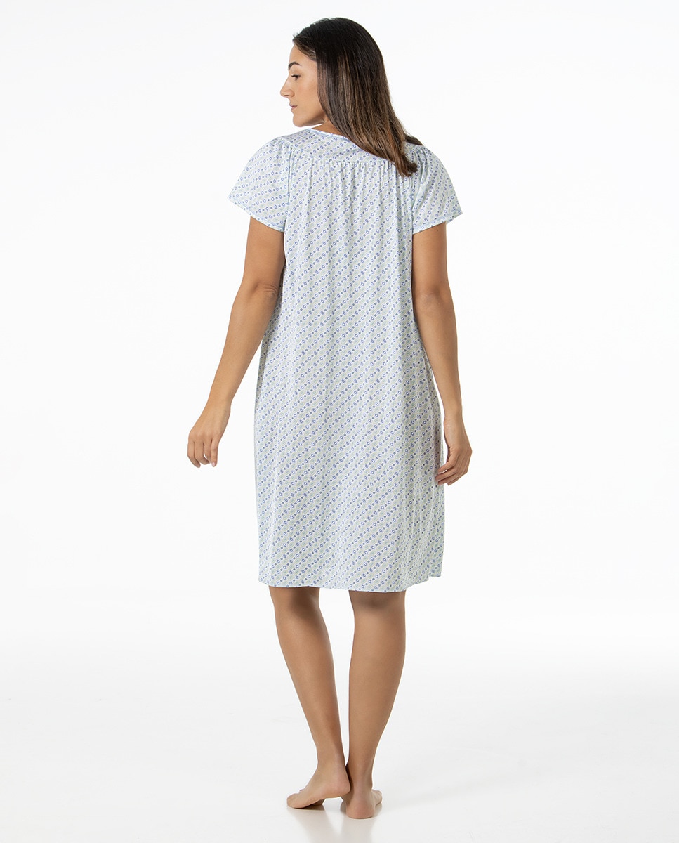 Camisa de dormir curta com peça superior Azul-claro-2