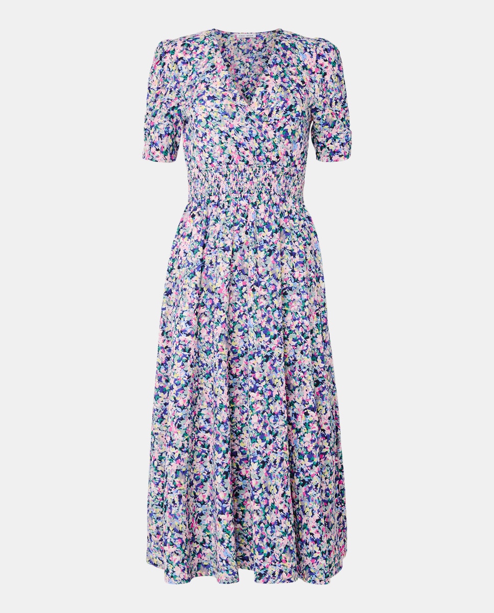 Vestido de Manga Curta com Estampado Floral Rosa-4