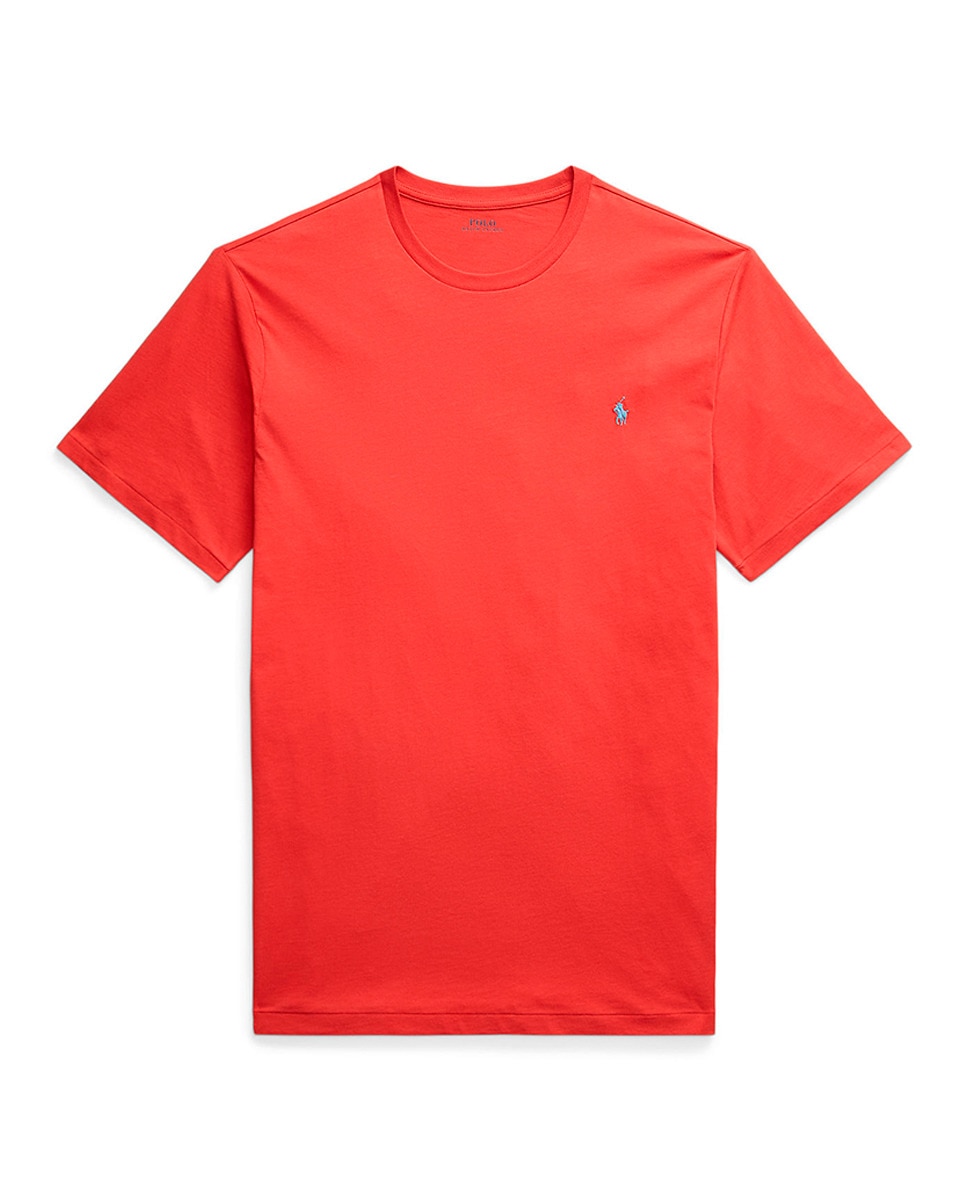 T-shirt de Algodão com Cavalo Bordado Tamanhos Grandes Vermelho-5