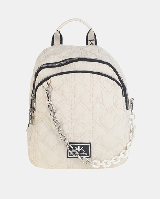 Imagem 0 de Mochila com Efeito Acolchoado e Logótipo K - Branco Sujo