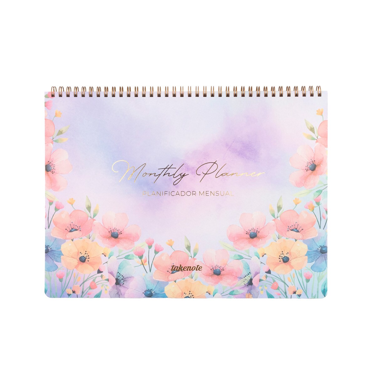 Planificador perpetuo 31,5x23 espiral mes vista Takenote Amapola morado Morado-1
