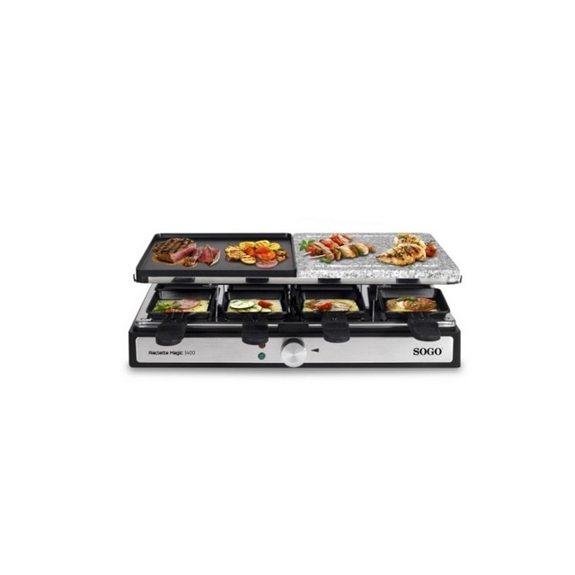 Grelhador Raclette com Grill Sogo BAR-SS-10387 3 em 1 e de 1400 W - Inox e Preto Preto / Inox-2