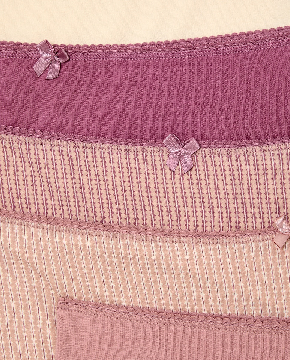 Pack 5 bragas altas estampadas algodón Granate-4